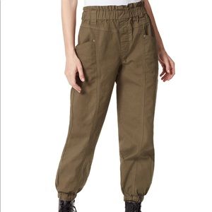 Frayed Green Denim Paper Bag-gy Jogger Pants
